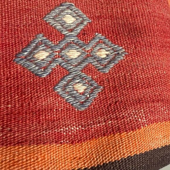 Woven Kilim rug tapestry tote bag leather straps Turkish western Aztec medium si - Picture 6 of 15